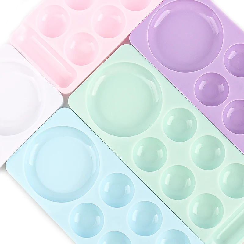 Macaron Plastic Nail Mixing Palette Multi Compartments Gel Polish Pigment Mix Tray Reusable Nail Art Drawing Tool Nail Salon