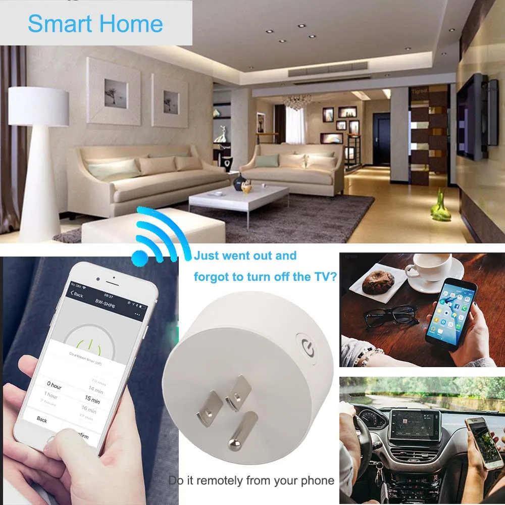 Tigreat Smart Plug WiFi e Bluetooth 10A-Timer, voce e telecomando-Alexa/Google Home/IFTTT-Tuya/smartlife-Adattatore presa wireless