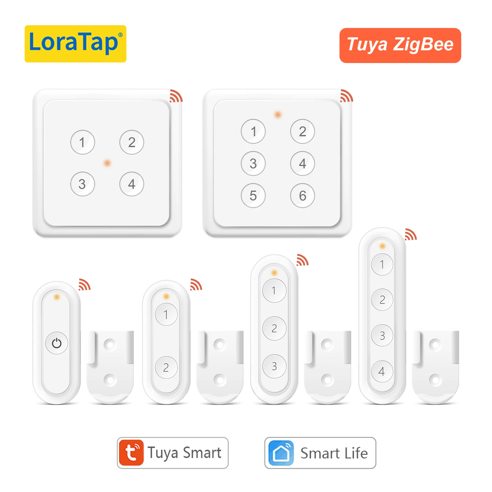 LoraTap Tuya ZigBee Interrupteur de Scène à 1 à 6 Boutons, Multi-usages, Contrôle à Distance via l'Application Smart Life, Hub d'Automatisation
