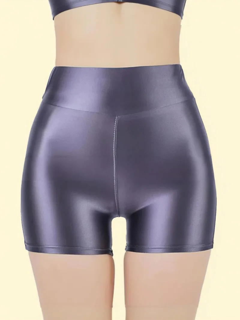 Shiny Glossy Smooth Shorts Plus Size Sexy Yoga Fitness Hot Slim Fashion Women Shorts 2025 New Fashion Sweet Oiliness ELS1