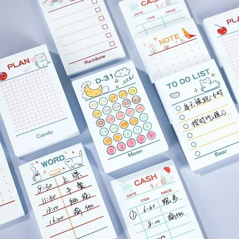 Kawai Supplies in Sticky Note Book Functional Plan Book Cartoon Cute Bookkeeping List Plan Sticky Japanese Sticky Note Paper