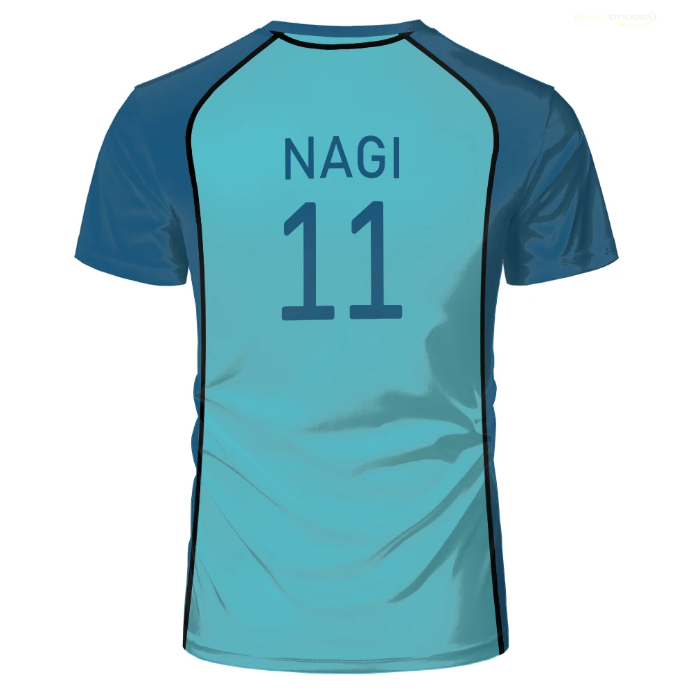 Camisetas de Jersey de fútbol con candado azul para hombre, camiseta de Manga de Harajuku Casual de verano con brillo de ciudad Cosplay Unisex