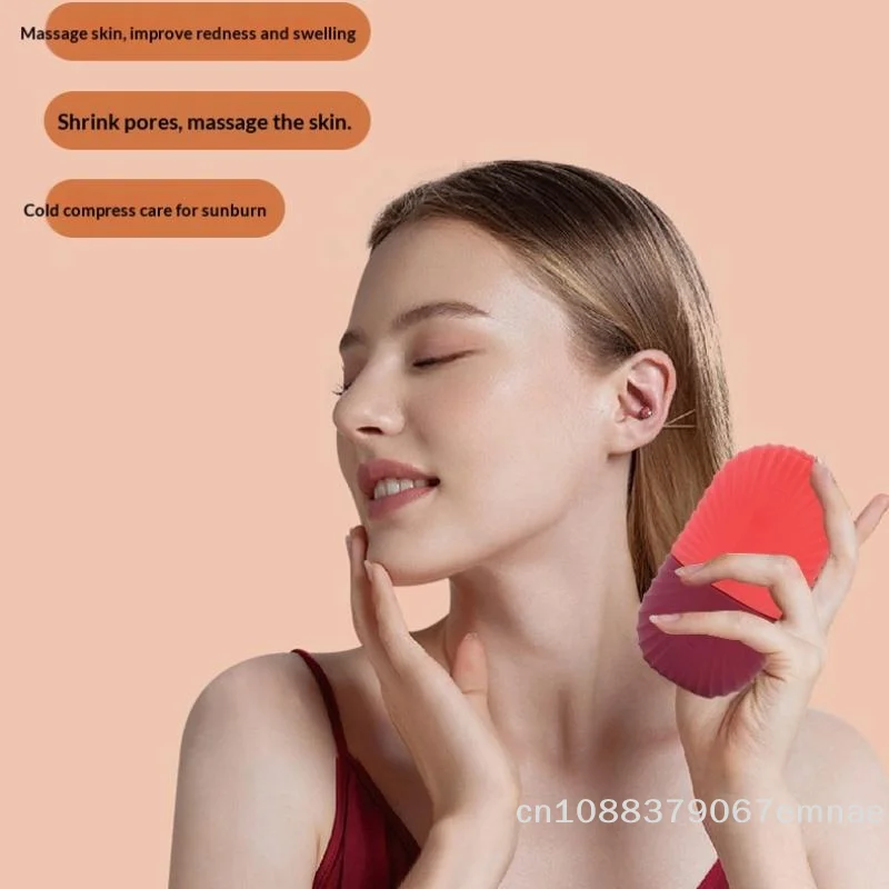 【xxx】Conjunto de Presentes para Cuidados com a Pele Feminina: Molde de Silicone Reutilizável e Congelável com Padrão de Concha, Rolo de Gelo para Bele
