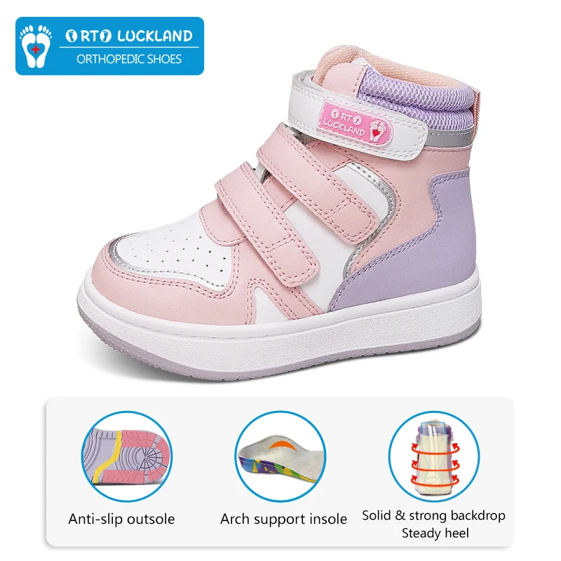 

Ortoluckland Kids Girls Sneakers Tennis Casual Shoes For Children Toddler Tiptoeing Flatfeet Pink Orthopedic Boots 4 To 10Years