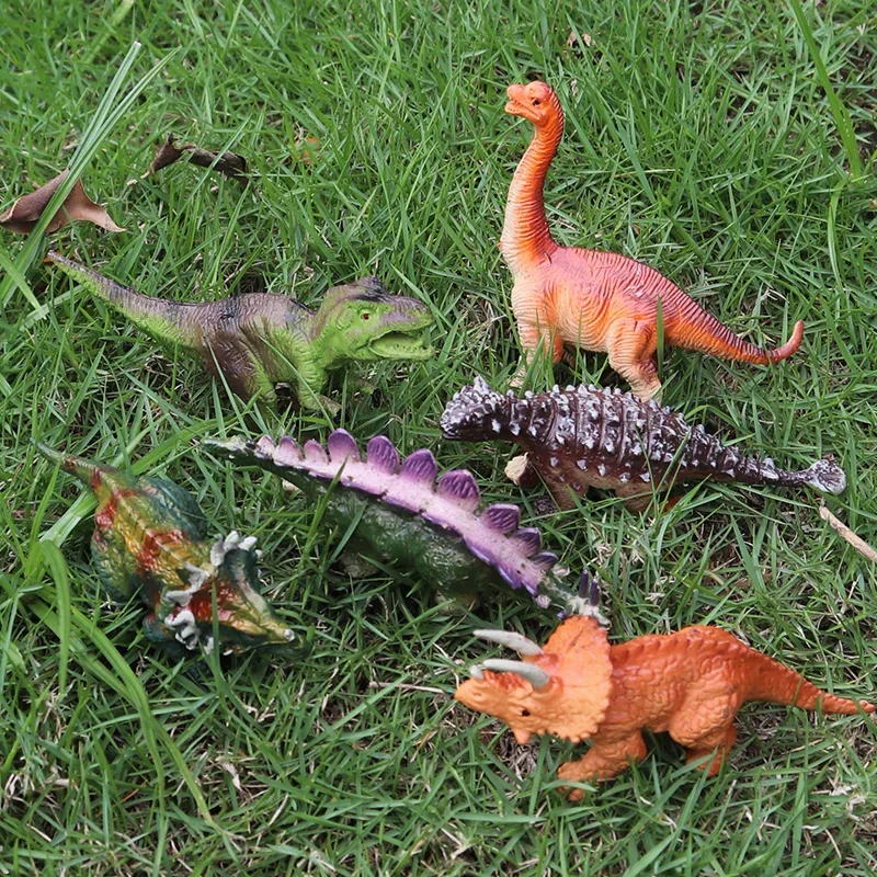 Oenux Mini Jurassic Stegosaurus Saichania Solid Pvc Dinosaur World Animal Model Action Figures Collection Toy For Kids Gifts