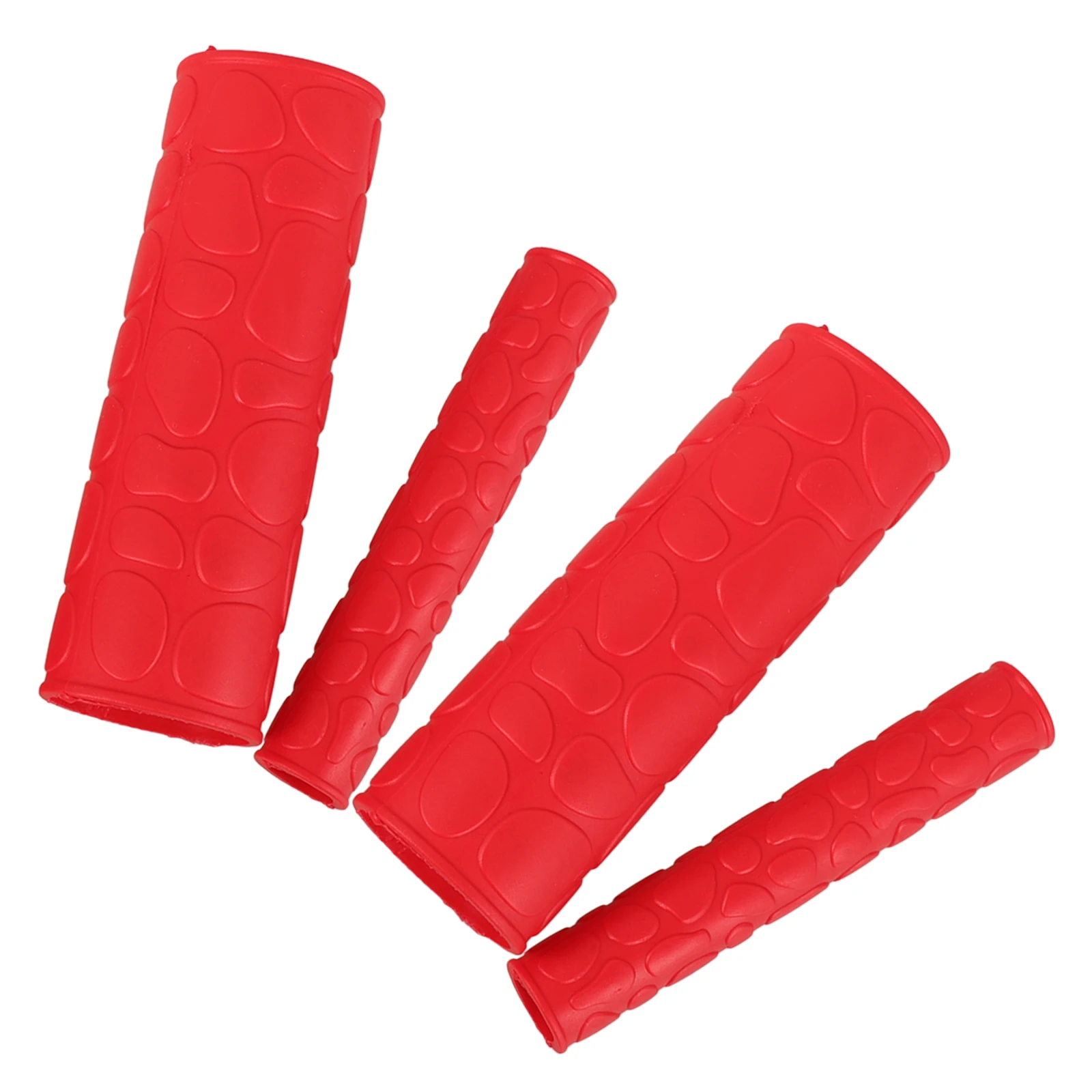 

4 Piece Motorcycle Handlebar Covers Soft Rubber Anti Slip Grip Set Red Color Protective Accessories for Scooter Bikes