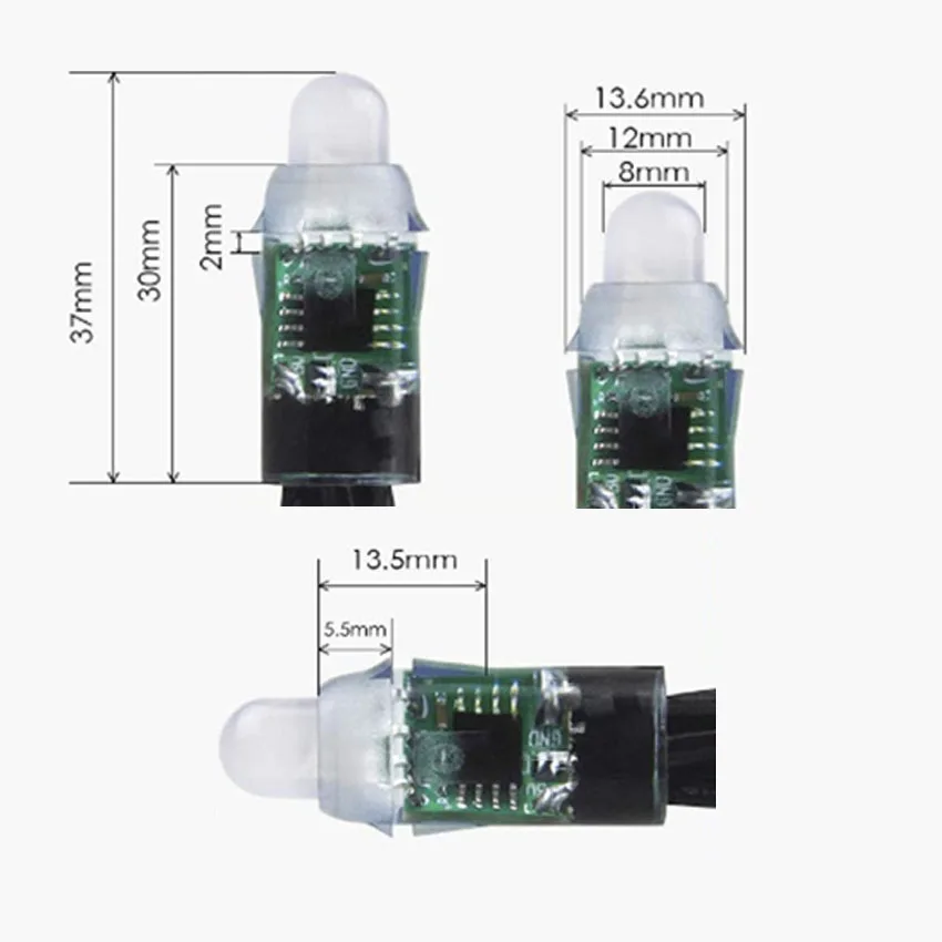 WS2811LED pixel light 12mm RGB advertising light addressable bullet head string light programmable module light waterproof IP68