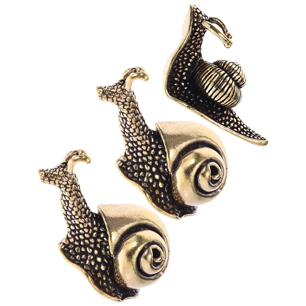 

3pcs Copper Snail Statue Mini Retro Garden Decor Outdoor Pond Brass Sculpture Accessories for Home Decorative Figurines