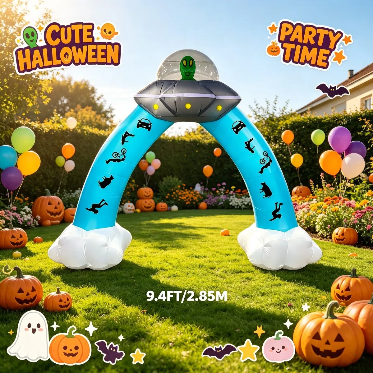 Halloween UFO Alien Outdoor Holiday Decorations Blow Up Entry Arch Decor