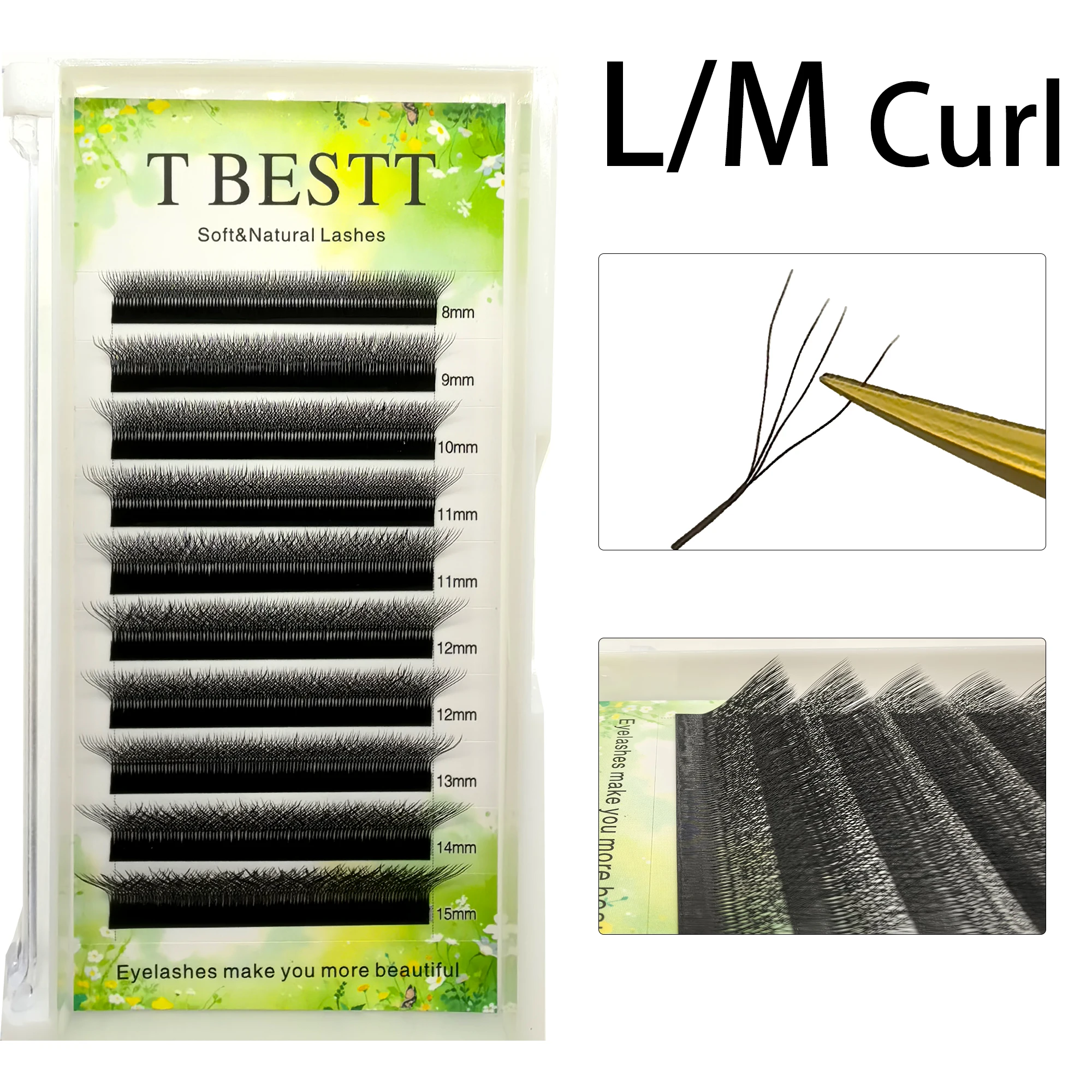 Tbestt 5D 6DW L M Curl Rzęsy Przedłużane Miękkie Naturalne 5DW L M Shape Rzęsy Sztuczne Gotowe Kępki W Volume