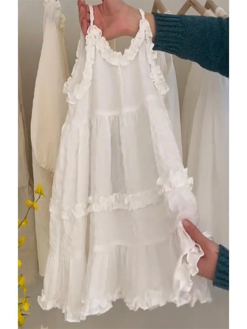 Cute Girls Summer Dress Korean Style Strap Vest Dress Child Clothing Fashion Set Student School Uniform Work Uniform
