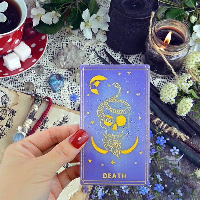 Tarot Card Mold DIY Drop Glue Silicone Mold Board Game Card Set Complete set of English Tarot card Making Mould