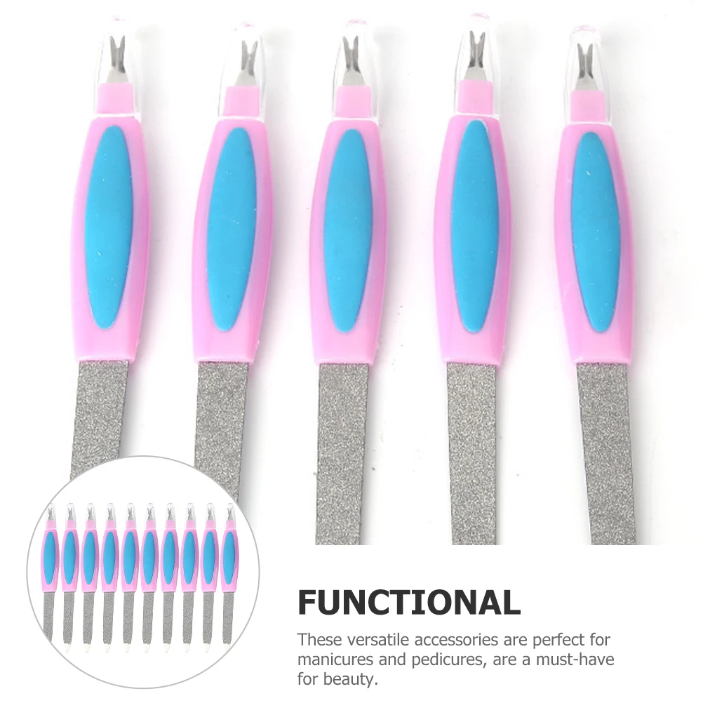 

10pcs Dual-Ended File Set Double Sided Manicure Pedicure Tool Fingernail Toe Shaping Smoothing Polishing Metal Plastic Buffer