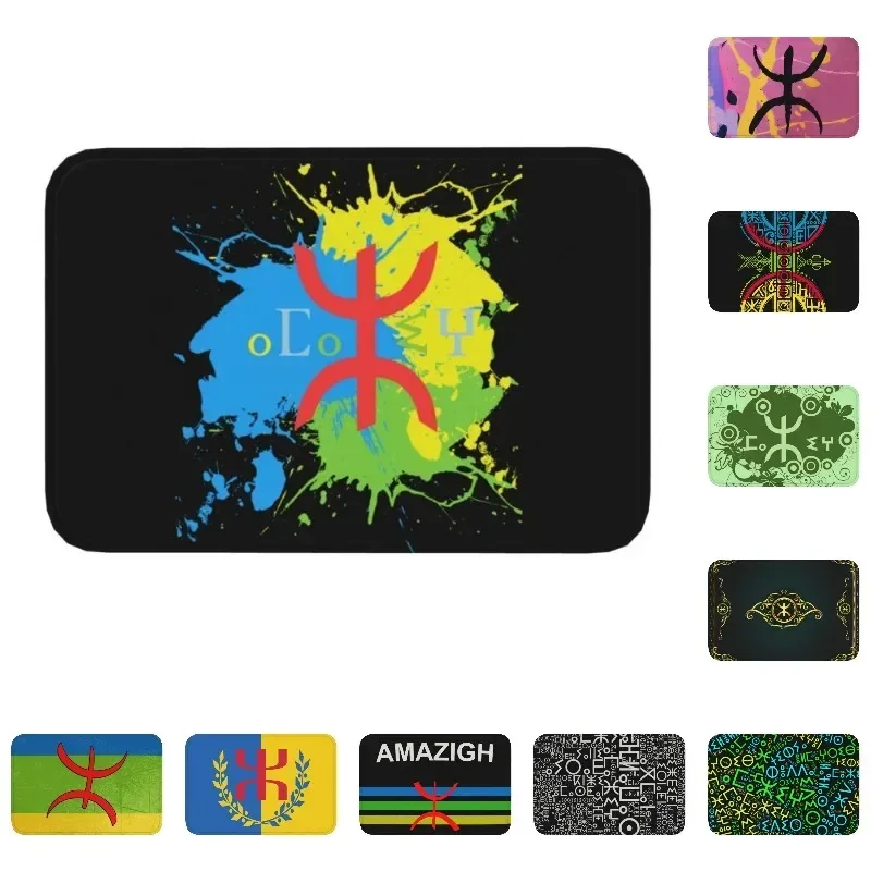 1PCAmazigh Flag Door Floor Bathroom Kitchen Mat Anti-Slip Indoor Berber Proud Tifinagh Doormat Living Room Entrance Rug Carpet