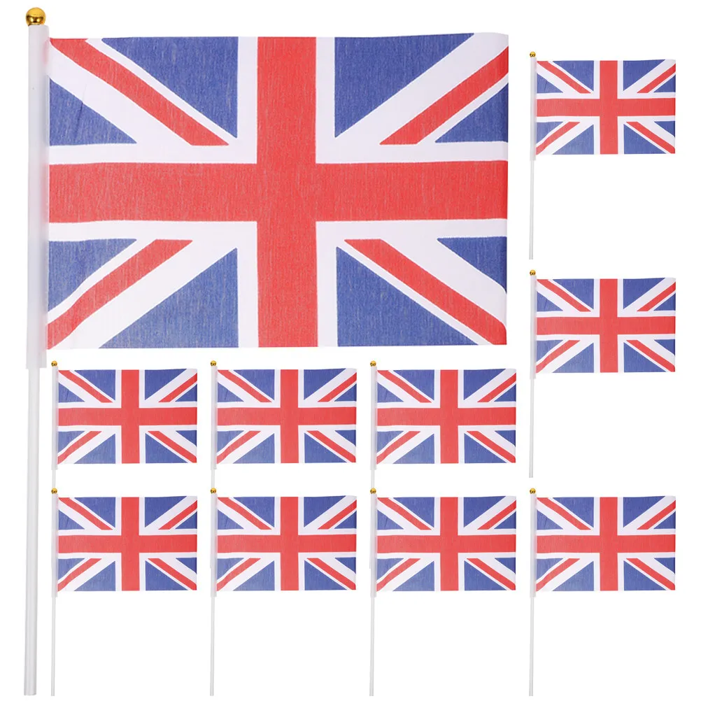 10Pcs Portable Hand Waving Uk Flags Small Hand Held Flags for Party Sporting Event Garden Decoration Wear Resistant
