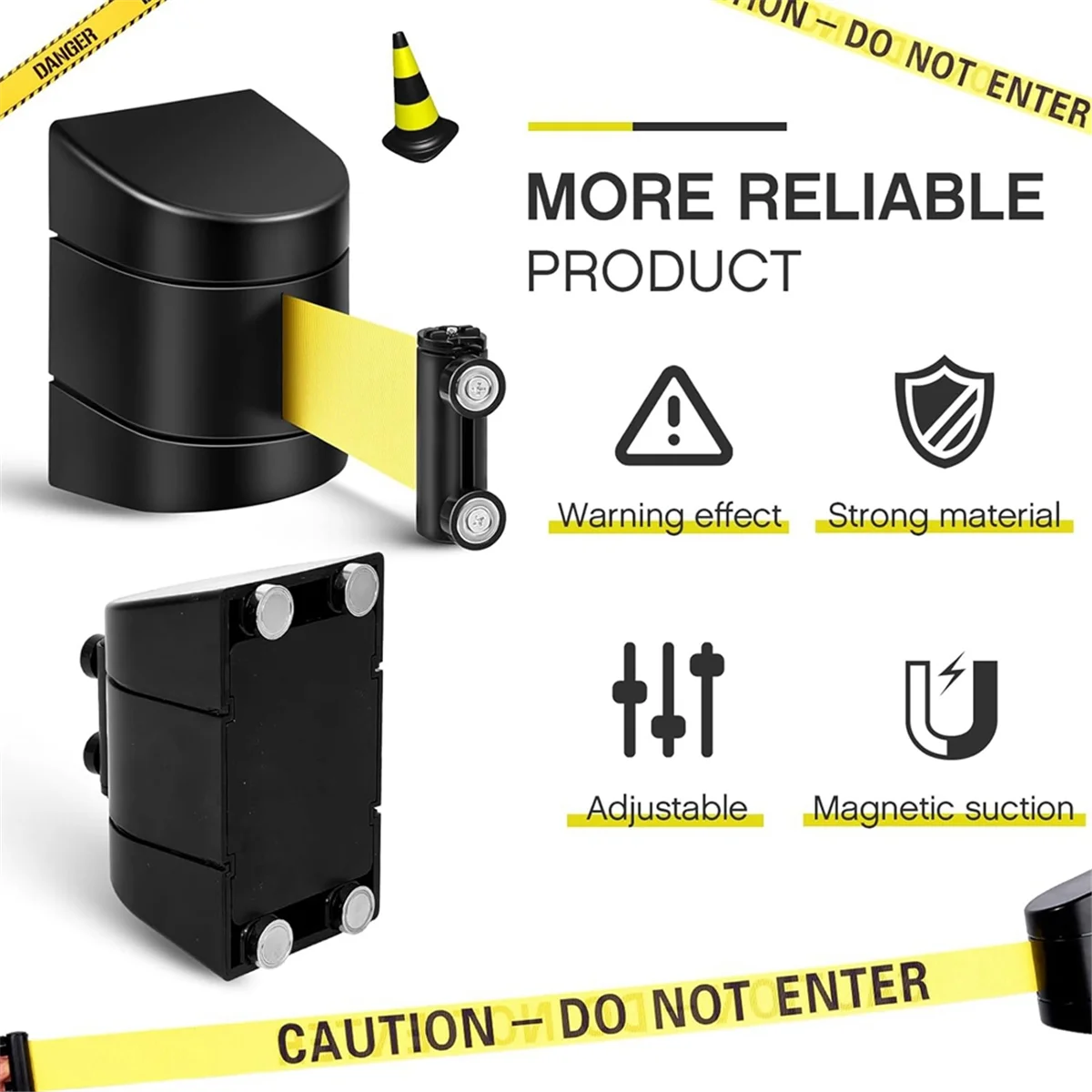 16.4 Ft Magnetische Muurbevestiging Intrekbare Riembarrière, Crowd Control Muurbarrière Vaste Veiligheidsgordel Met Abs Geval