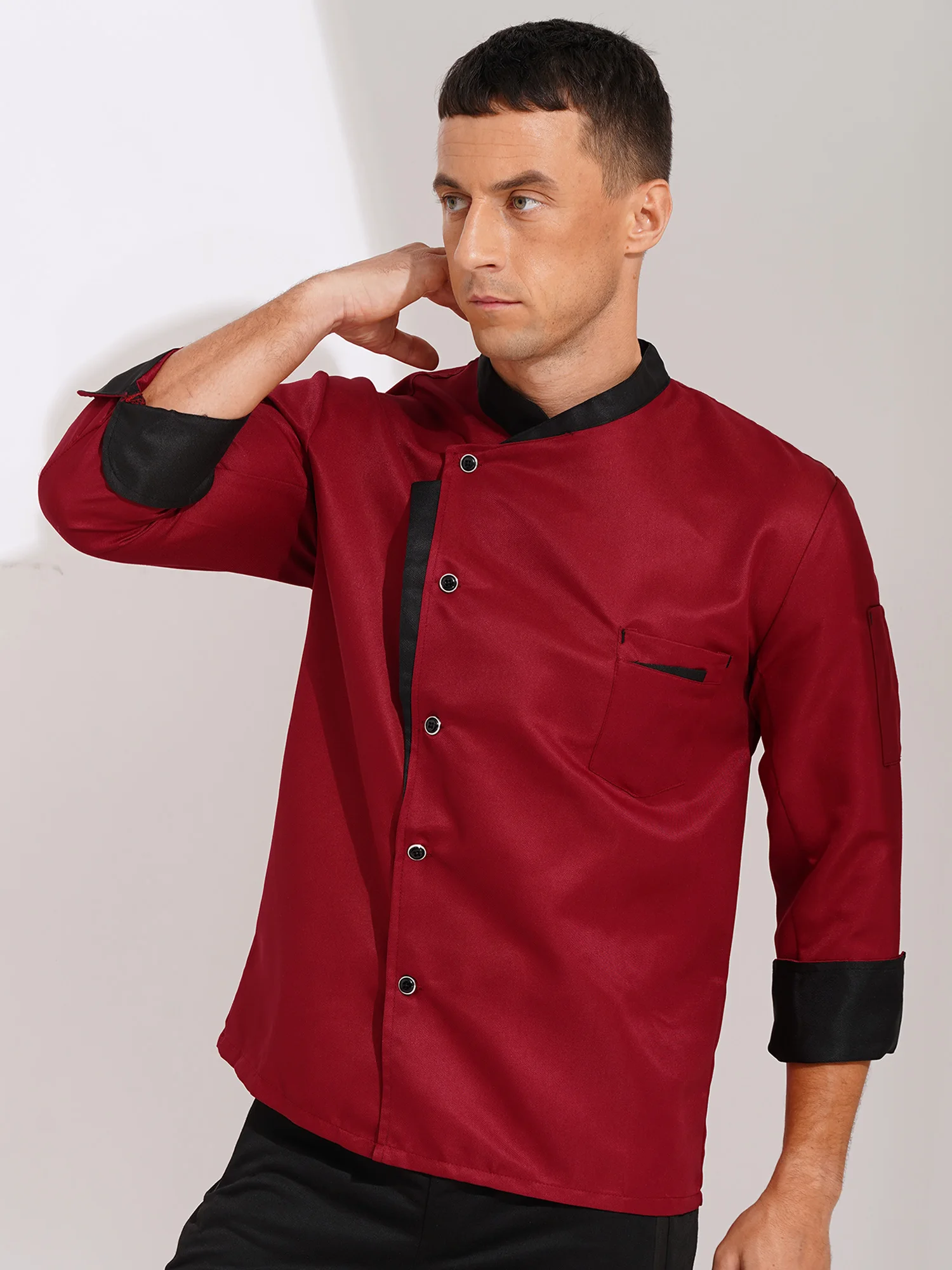 Chef Shirt Long Sleeve Waiter Workwear Cook Coat Jacket Cooks Uniform Kitchen Restaurant Hotel Work Food Service Clothes