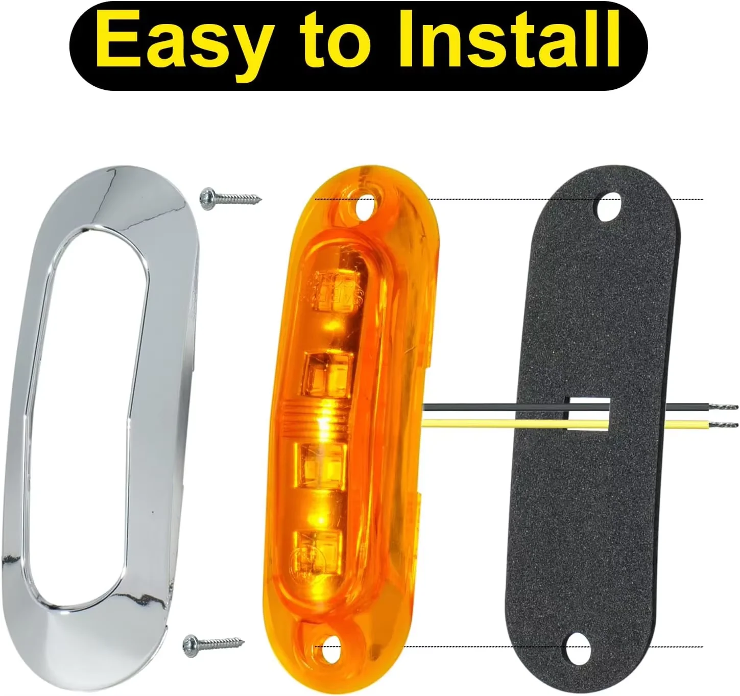 مصباح مؤشر خلوص أمامي وخلفي بيضاوي ، مصابيح علامات جانبية ، ملحقات شاحنة ، مقطورة ، حافلة ، عربة ، قافلة ، 4 ليد ، 12 فولت-24 فولت ، 10