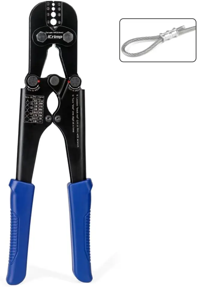 

Swaging Tool, Wire Rope Crimping Tools for Aluminum Copper Duplex Hourglass Sleeves, Stop Buttons and Ferrules