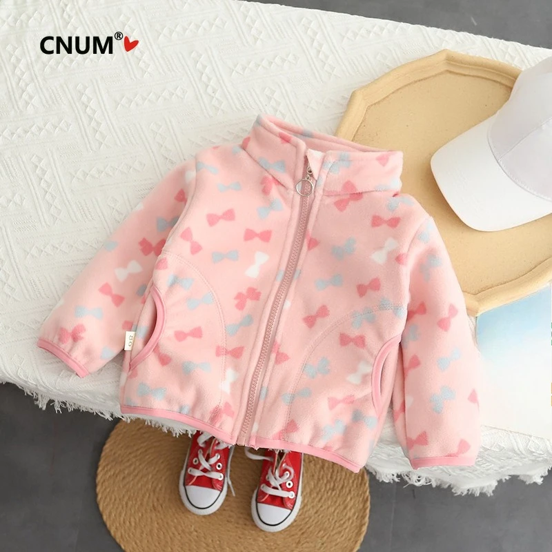 CNUM Baby Girls' Winter Coat  Fleece-lined Coral Fleece  Outerwear Polar Fleece Top for Kids Clothing