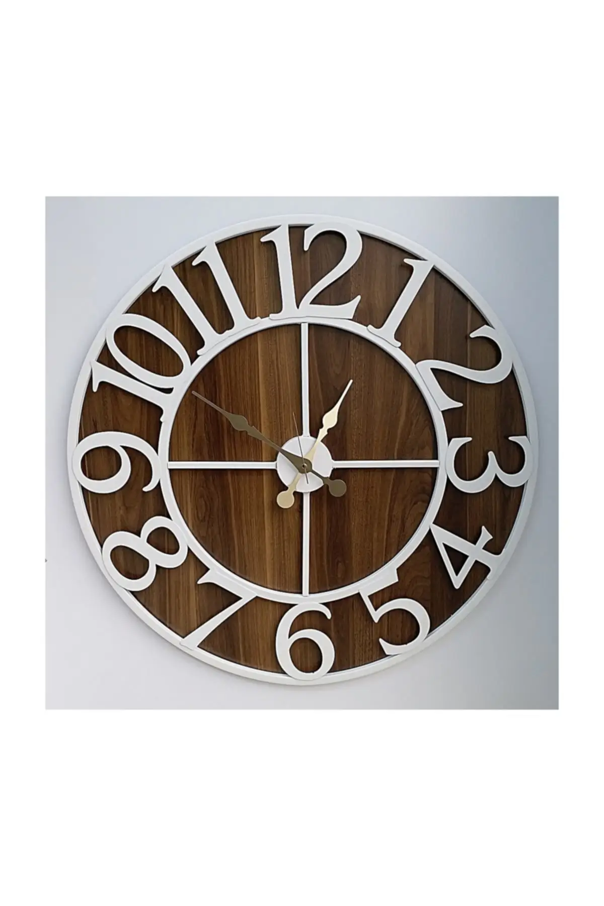 Uras Wrought Iron Wall Clock 7622 W White Walnut 76 Cm 3boyutlu Wall Clock Creative Home Decor