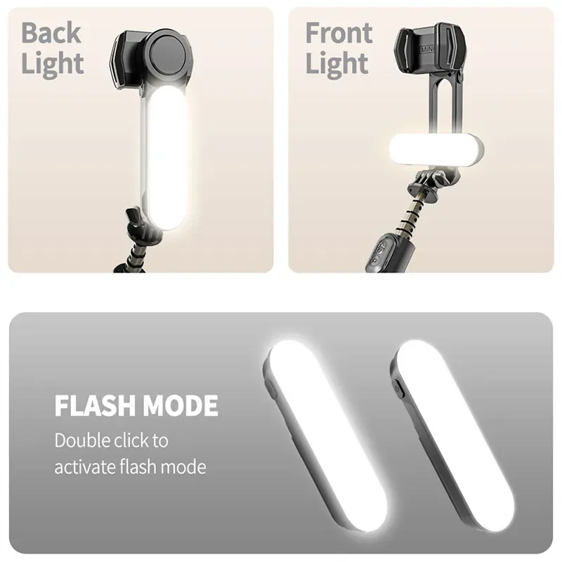 Q09 Wireless Bluetooth Selfie Stick Tripod Handheld Gimbal Stabilizer Monopod With Fill Light Shutter for IOS Android Universal