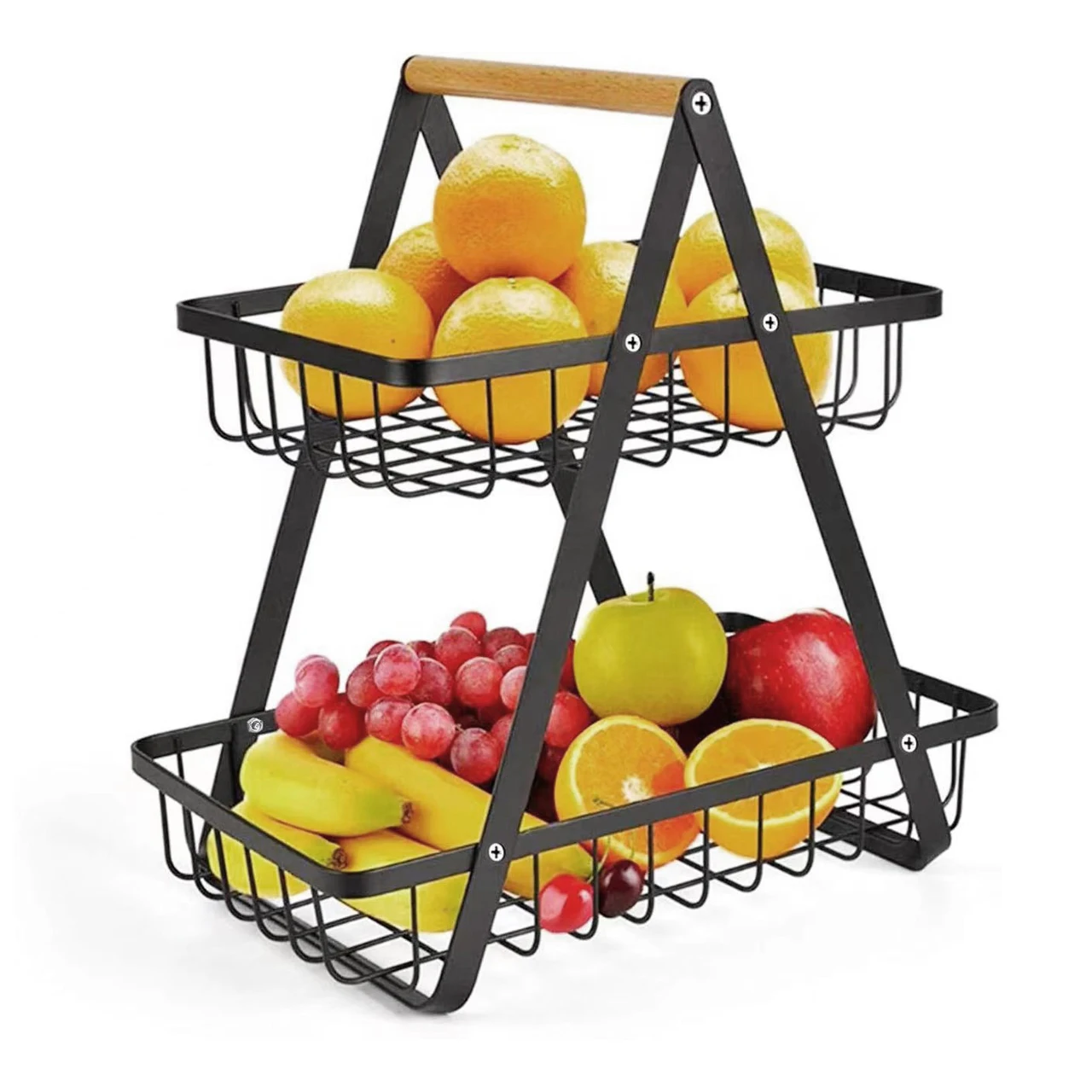 

Fruit Basket Double-Layer Portable Storage Basket Kitchen Living Room Storage Rack For Fruit Vegetable Bread Snack Storage