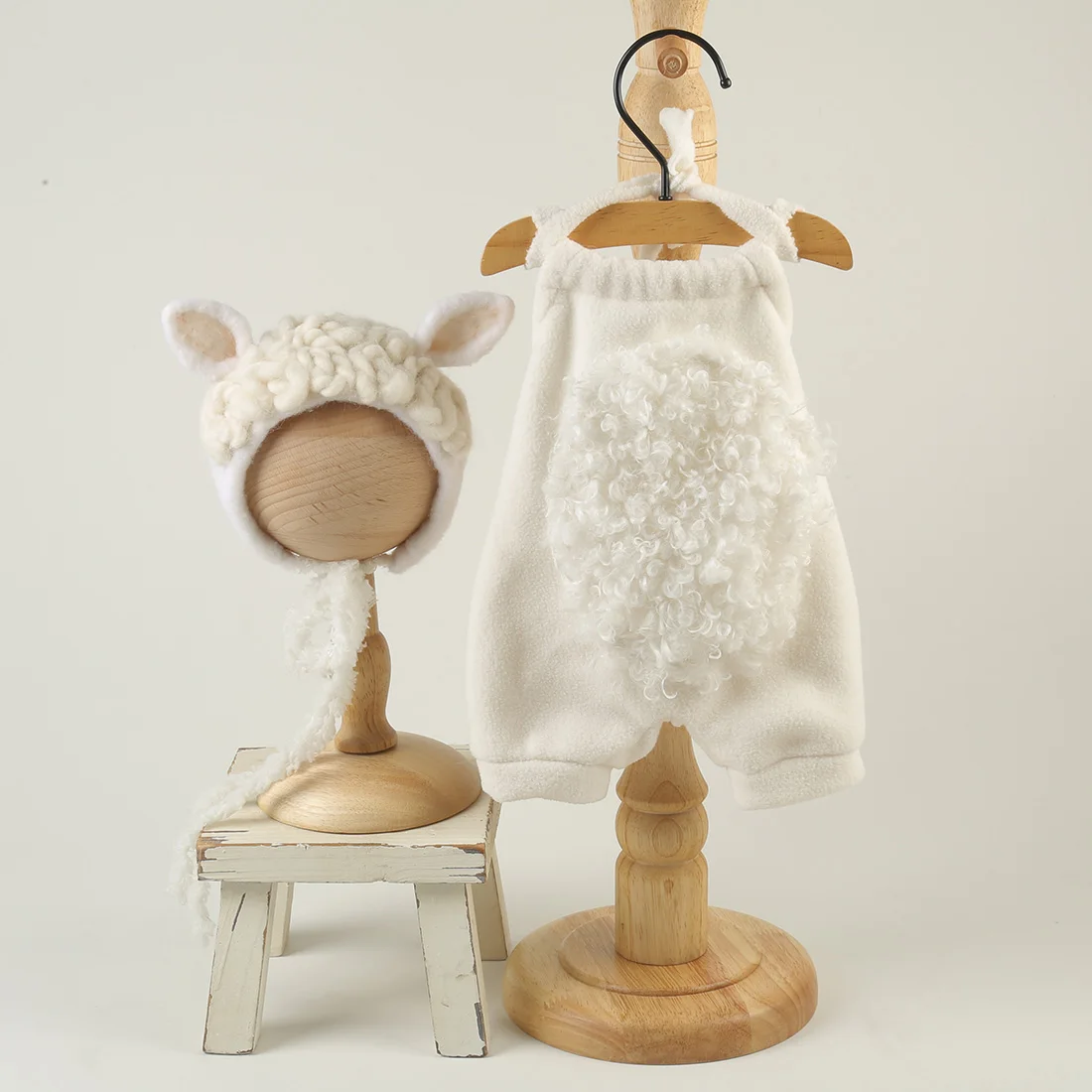 Newborn Wool Felt Sheep Hat And Short Pants Set Baby Clothes Set Infant Romper Newborn Photography Props