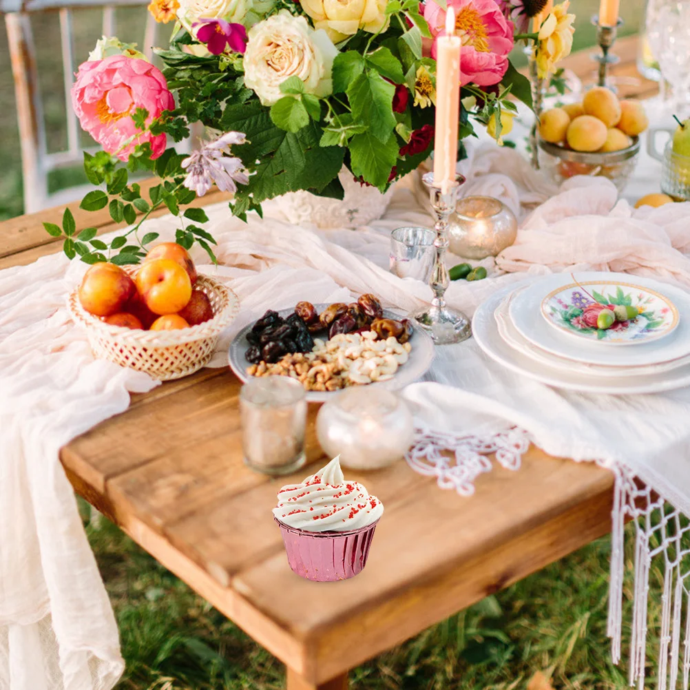 

50Pcs Foil Muffin Liners Waterproof Baking Cups for Cakes Cupcakes Birthdays Weddings Baking Cake Liner