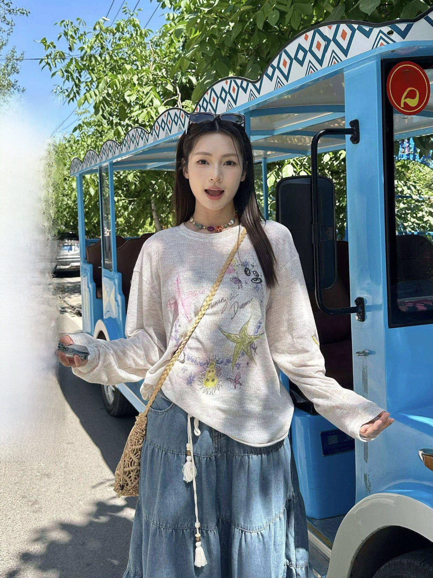 

Women's Summer Thin Long Sve T-irt Loose Fit Yarn Sunade Cover up Street Sle Casual Loose Polyester Blend