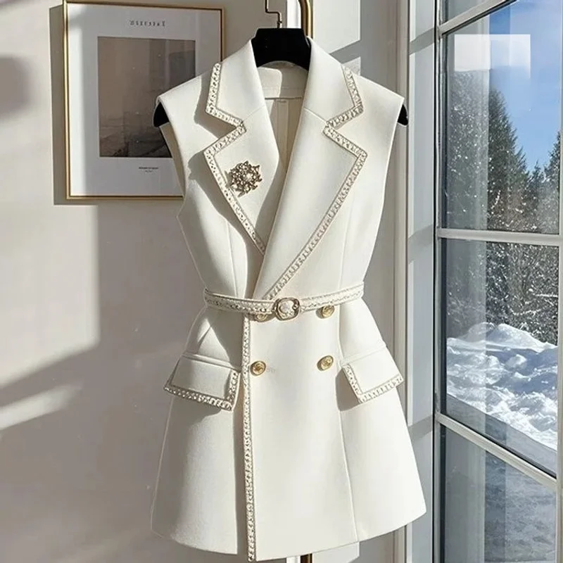 French fashion temperament suit sleeveless vest small fragrance coat vest summer new high-grade slim western-style top.