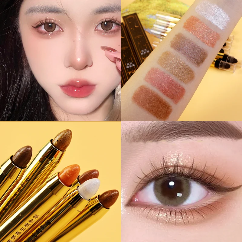 2in1 Double Head HighLight Stick Eyeshadow Stick Silkworm Eye Shadow Pen LongLasting Waterproof Shiny Pigment Eye Makeup Product