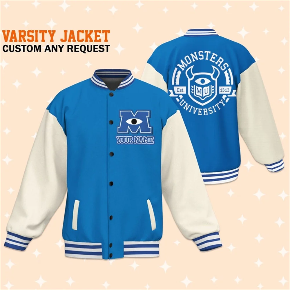 Jaquetas personalizadas da Universidade de Monsters, uniformes de beisebol, jaquetas personalizadas da Disney, uniformes de beisebol