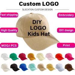 SLECKTON-gorra de béisbol personalizada para niños, gorro bordado con logotipo, diseño de marca, Impresión de imagen, verano, algodón, Unisex