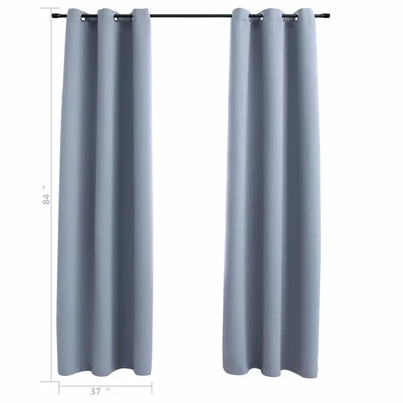 

Blackout Curtains with Rings 2 pcs Gray 37"x84" Fabric