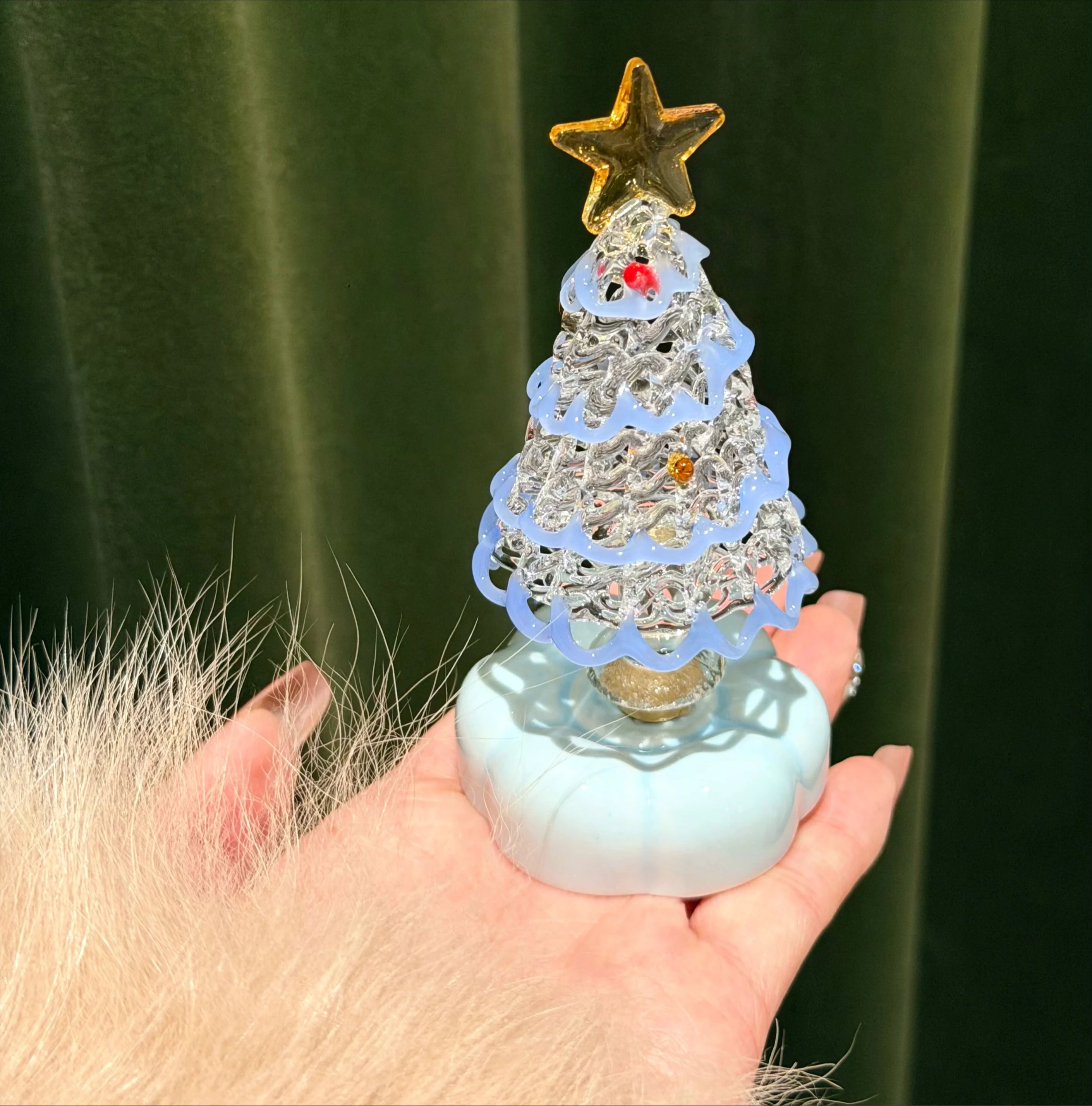 Rotating Glass Christmas Tree Ornament Creative Ceramic Desktop Decoration Christmas Gift