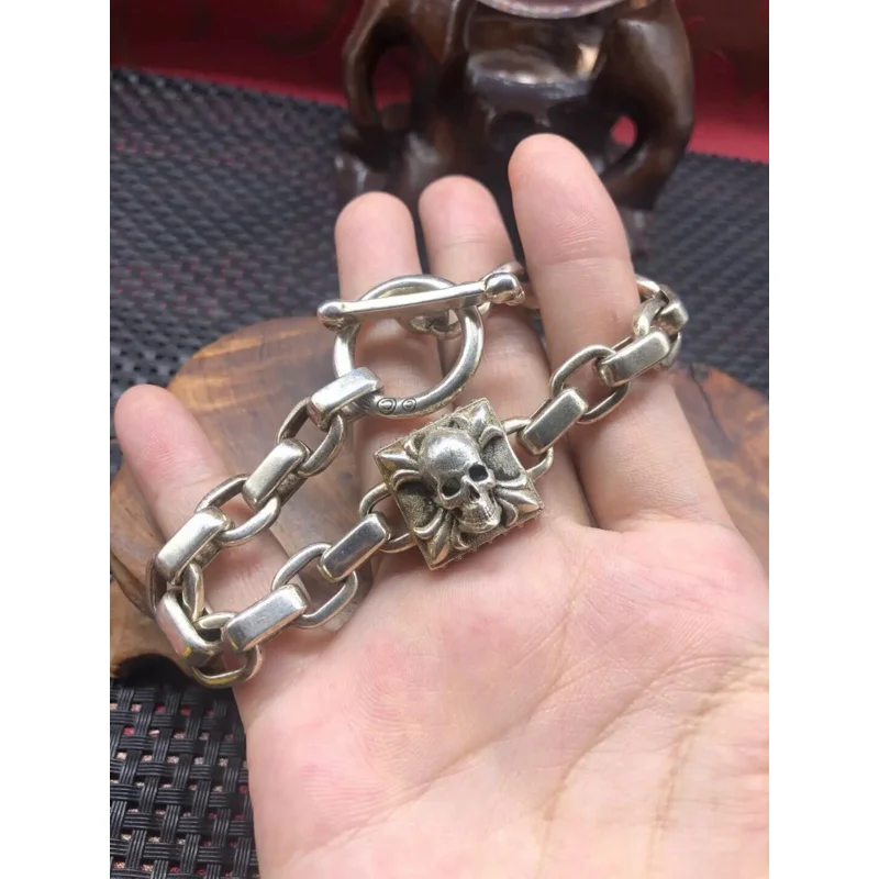 

Asian chinese old miao silver hand cast statue bracelet jewel cool gift 21cm