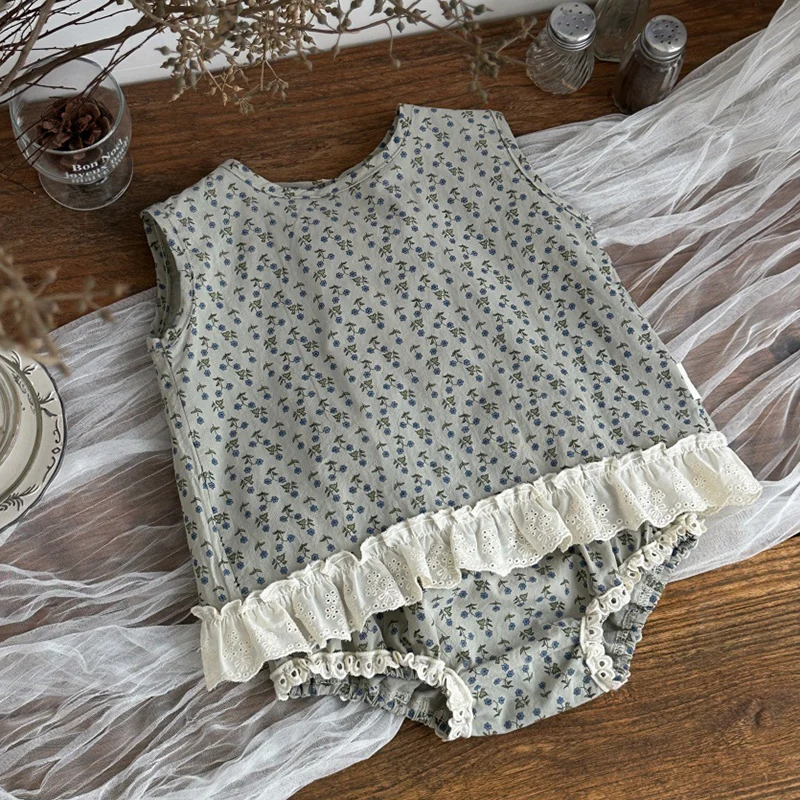 2026 New Summer 0-3Yrs Children Clothes Suit Newborn Baby Girls Clothing Set Sleeveless Cotton Printed Vest+PP Shorts 2