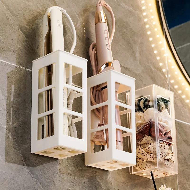 

Органайзер для инструментов для укладки волос, настенный держатель для кистей для макияжа, полка для щипцов для завивки волос без перфоратора, стеллаж для хранения выпрямителя для волос
