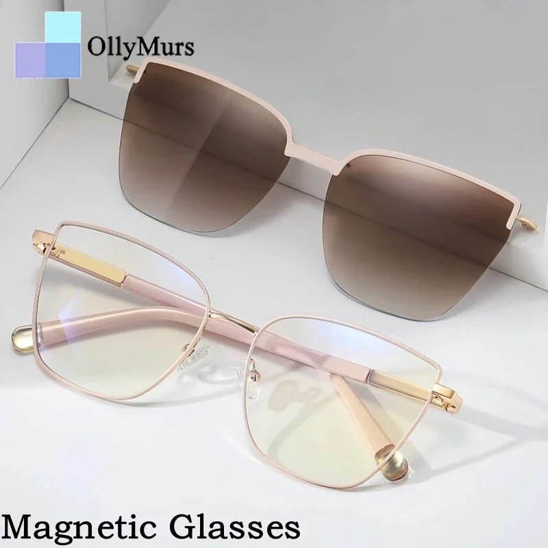 

OLLYMURS женские очки «кошачий глаз» с магнитной клипсой, защита от ультрафиолета, блокирующая синий свет, оптическая оправа для очков по рецепту 85009