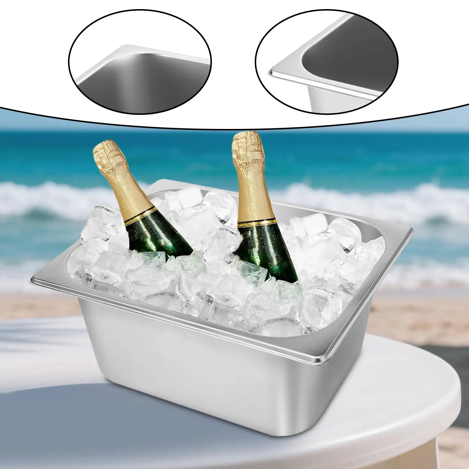 Stainless Steel Beverage Tub for Ice Drinks Cooler Bucket Large Bar Chiller Container for Parties and Events