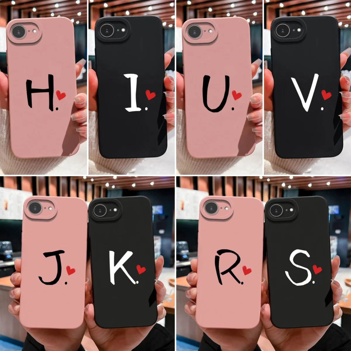 

Phone Cases For iPhone 16e Fashion Couple Letters Pattern Soft Matte Silicone Screen Protector For Apple iPhone 16e Bumper Shell