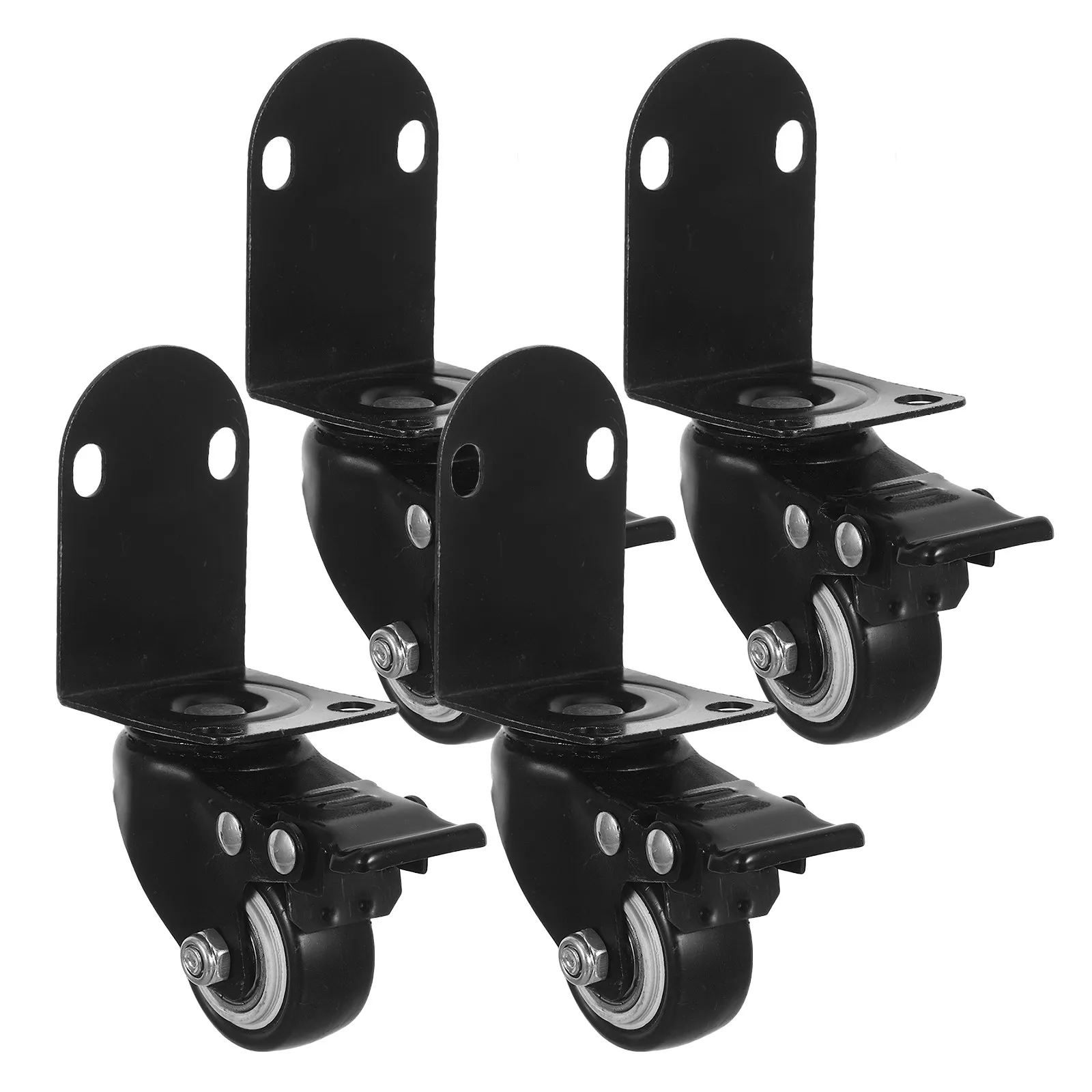 4Pcs Heavy Duty Swivel Caster Wheels Silent Industrial Side Mount Metal Plate Furniture Replacement Casters Brake Workbench Cart