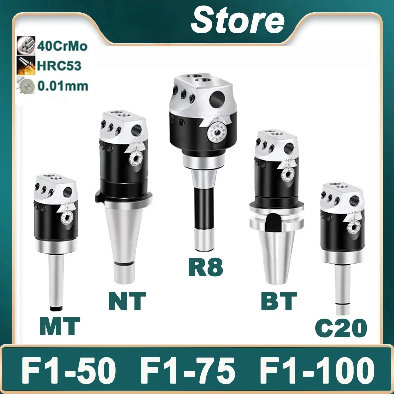 Head F1 Boring Bar MT2 MT3 MT4 MT5 C20 C25 BT30 BT40 NT30 NT40 R8 F1 Boring Tool 50mm 75mm F1 Boring Tool Holder