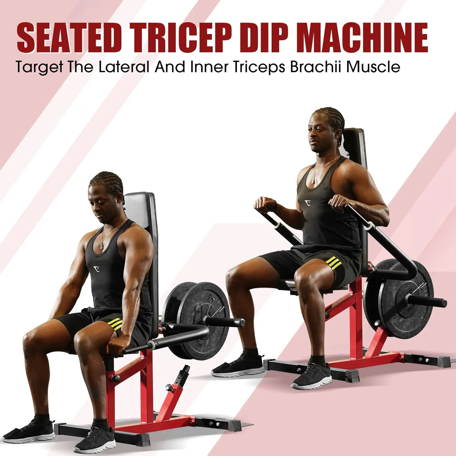 Dip Machine Plate Loaded- Tricep Dip Press Machine with Cable Bar for Biceps Chest Training, Hold up to 400LBS