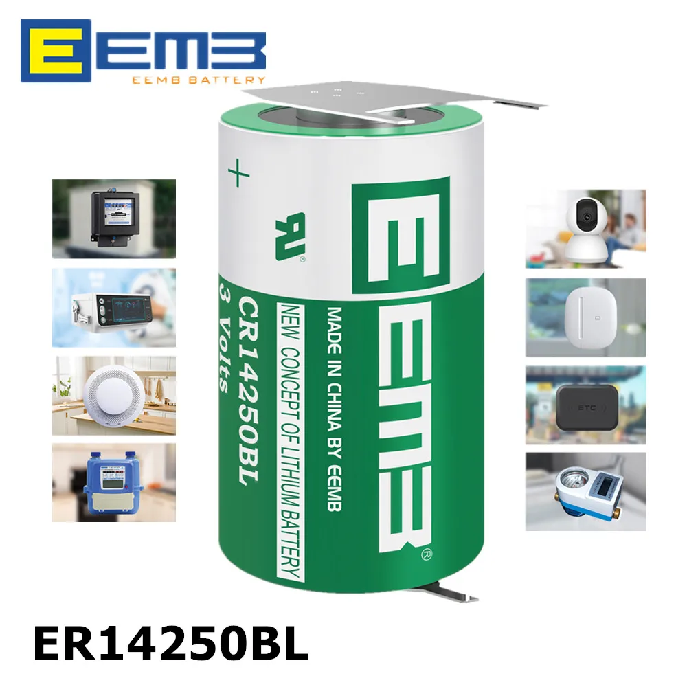 1/2AA 14250BL with Solder Tabs 14250 3V Battery for Water Gas Meters, PCL Industrial Control IoT Sensors
