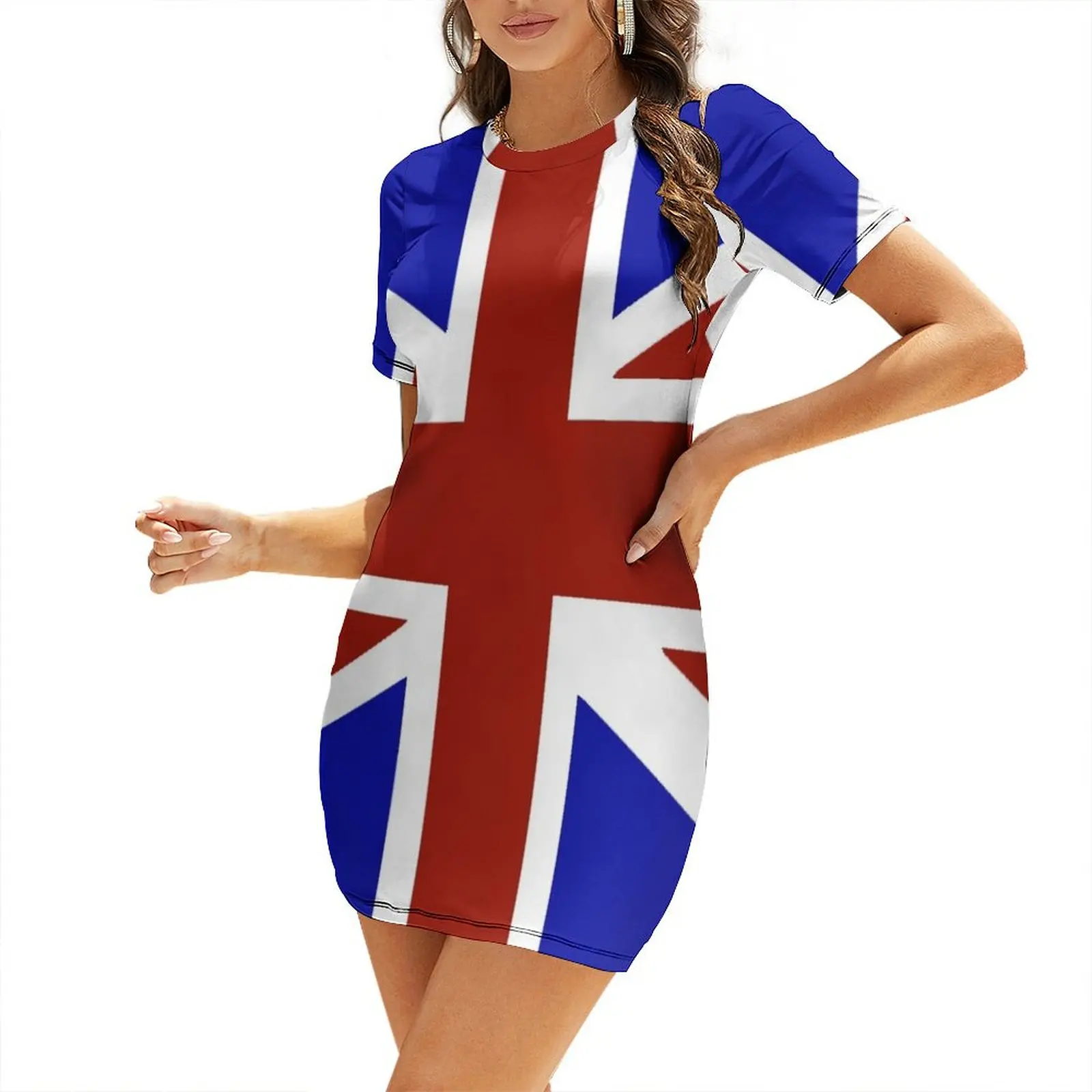 

Union Jack (Dark) Short Sleeved Dress evening dress woman festival outfit women Elegant gown