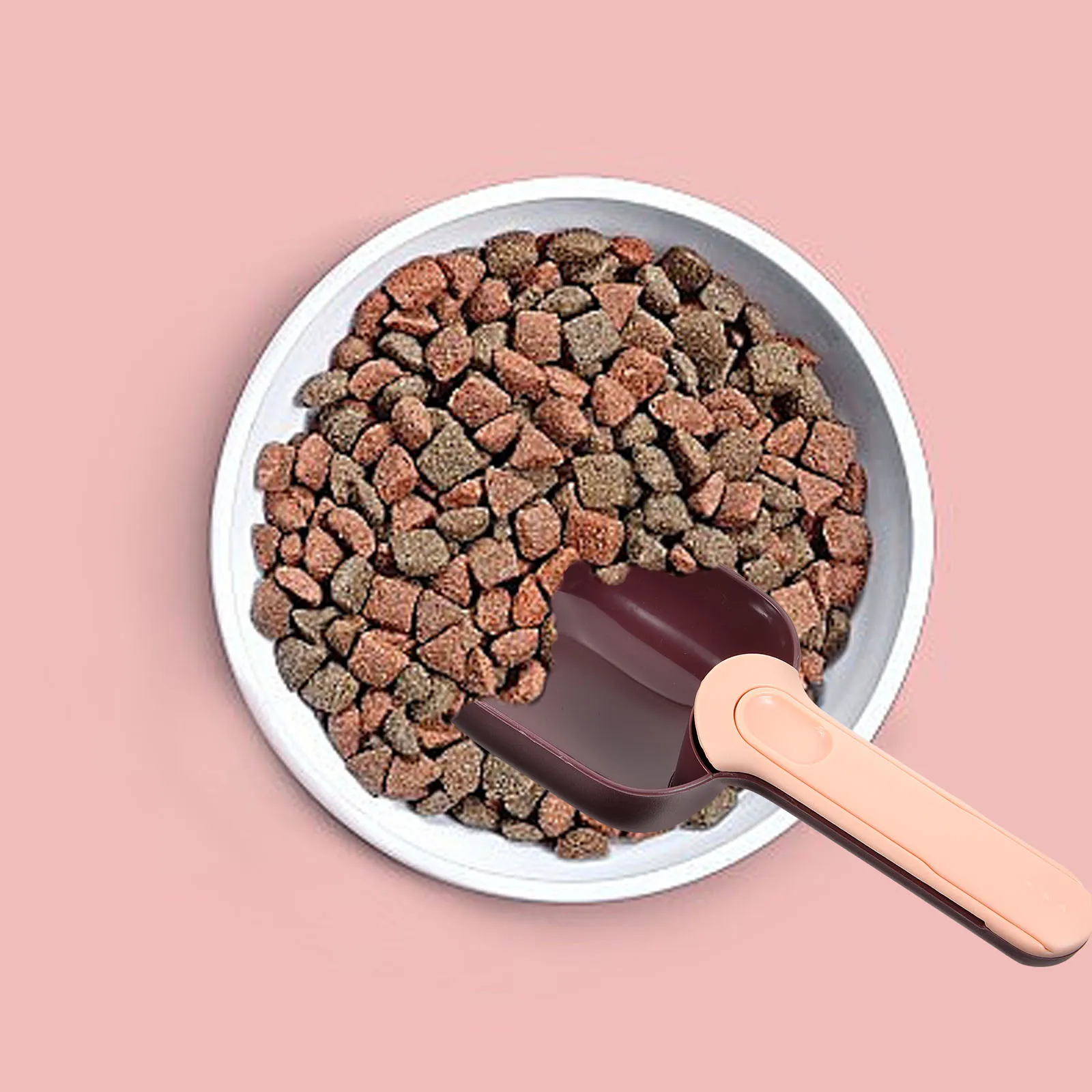 

1PCS Pet Food Scoop Spoon for Dog Cat Small Measuring Feeding Tool Reusable Plastic Brown Compact Lightweight