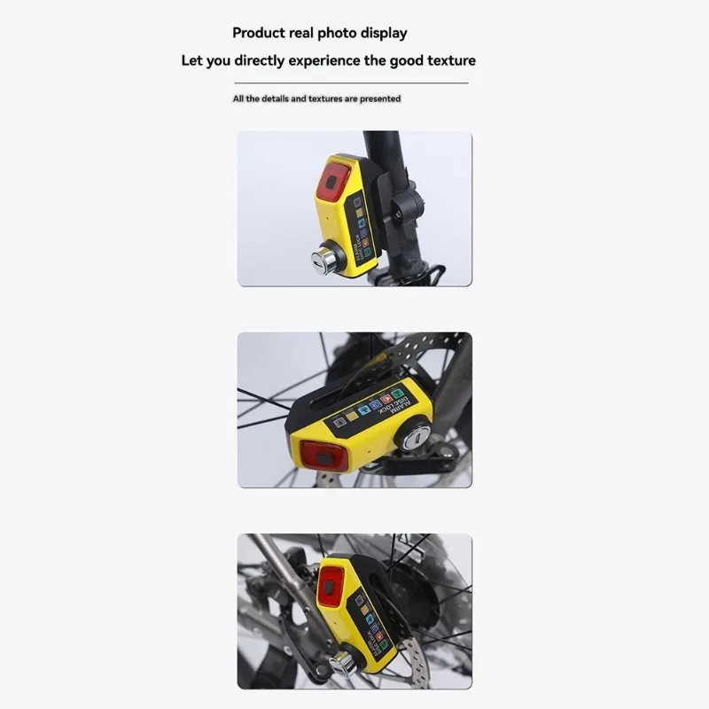 

HOTB72A Smart Rechargeable Alarm Disc Brake Lock For Motorbikes With Tail Light, 110Db Disc Brake Alarm Lock