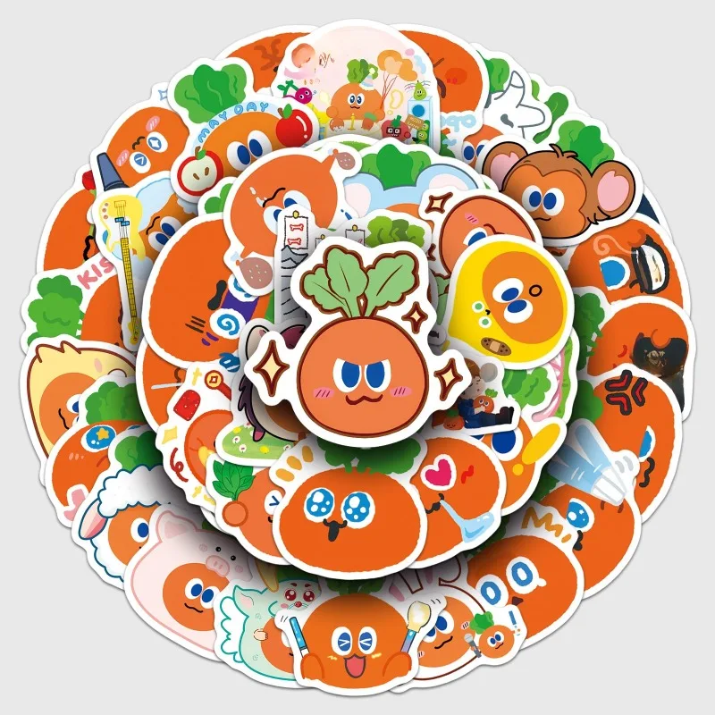 

10/50 шт. Забавные милые мультяшные наклейки Q-версии в виде морковки для декора фан-продукции, чехлов для телефонов, скейтбордов, багажа, холодильников, бутылок для воды